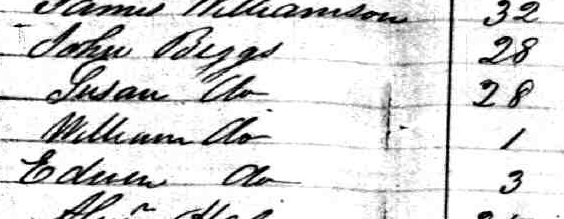 John Biggs Immigration Extract 1841