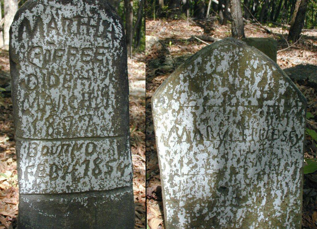 Martha Coffee and Mary Hulsey Headstones